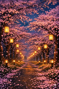 Cherry blossom tranquil path lantern download