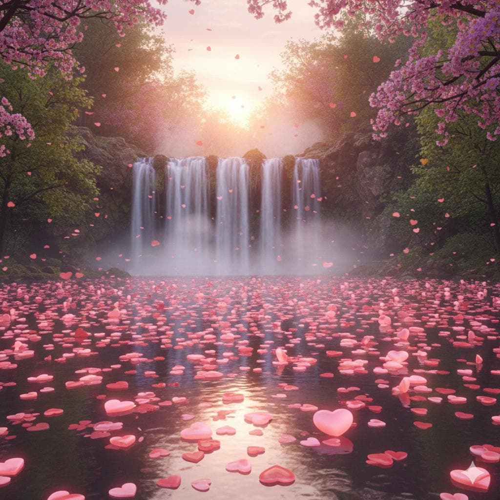 Valentine Background Print lake petals Picture Art Download