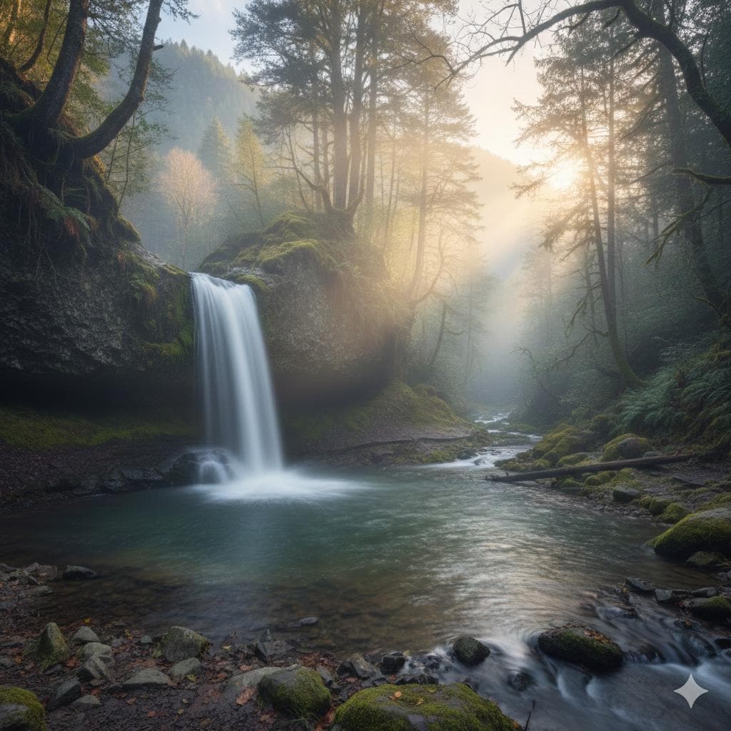 Serene waterfall art download