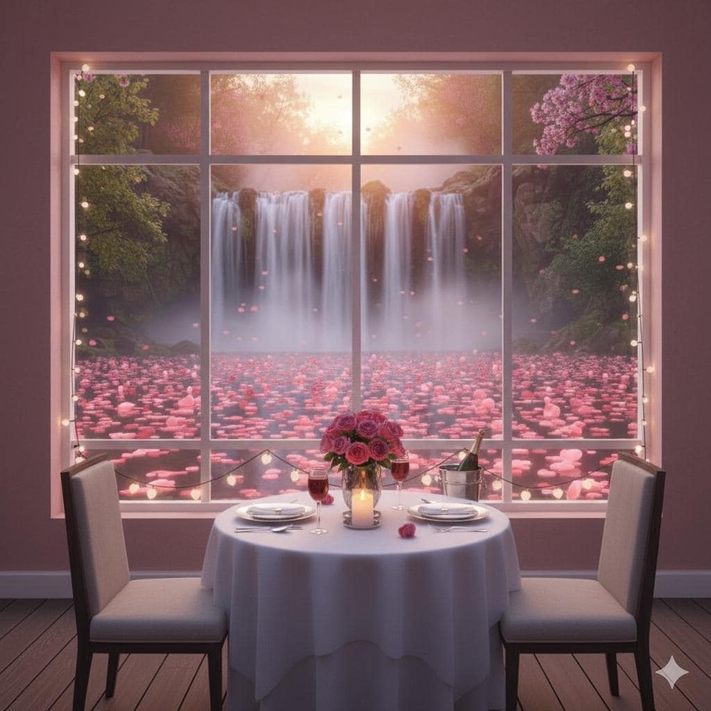 Valentine Background Print lake petals Picture Art Download
