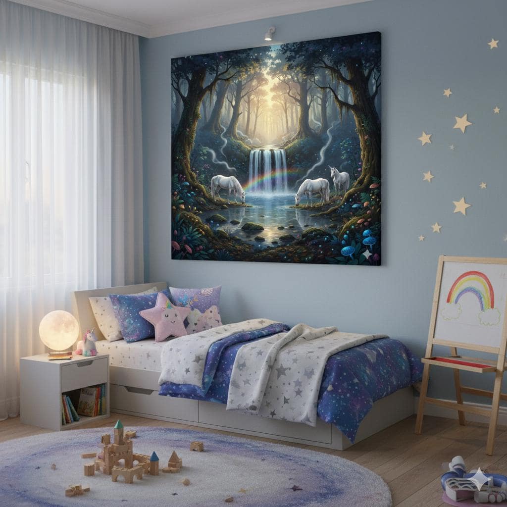 Mystical Unicorns waterfall art download