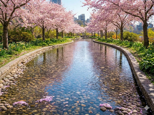 Cherry Blossom Avenue River Art Download